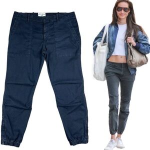 Nili Lotan Mid-Rise Straight Leg Washed Black Joggers with Zipper Ankle, Size 2